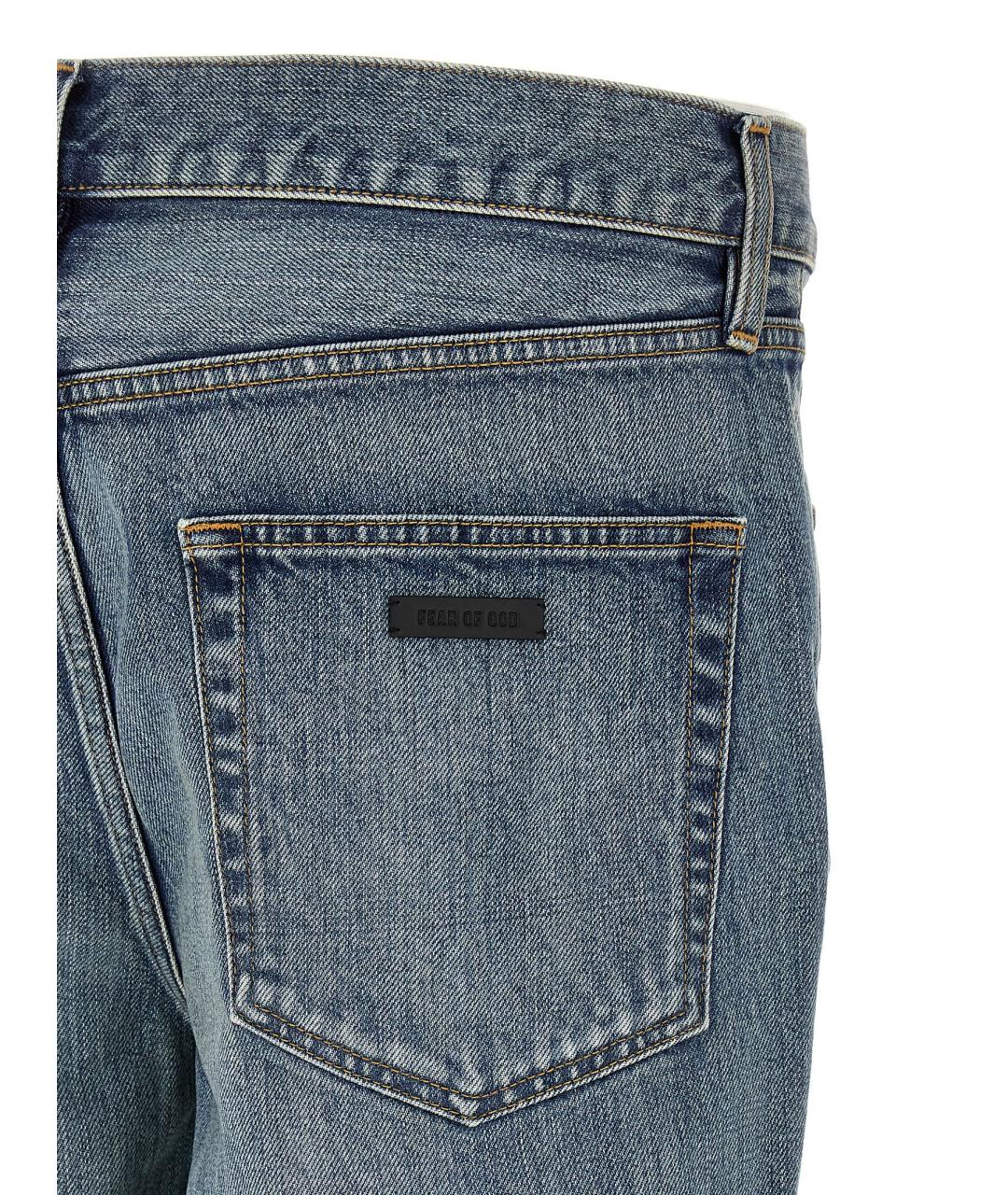 FEAR OF GOD Синие хлопковые прямые джинсы, фото 4