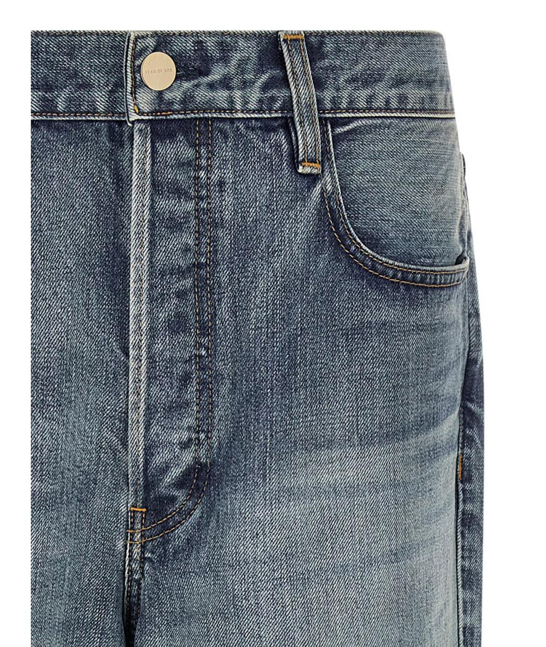 FEAR OF GOD Синие хлопковые прямые джинсы, фото 3