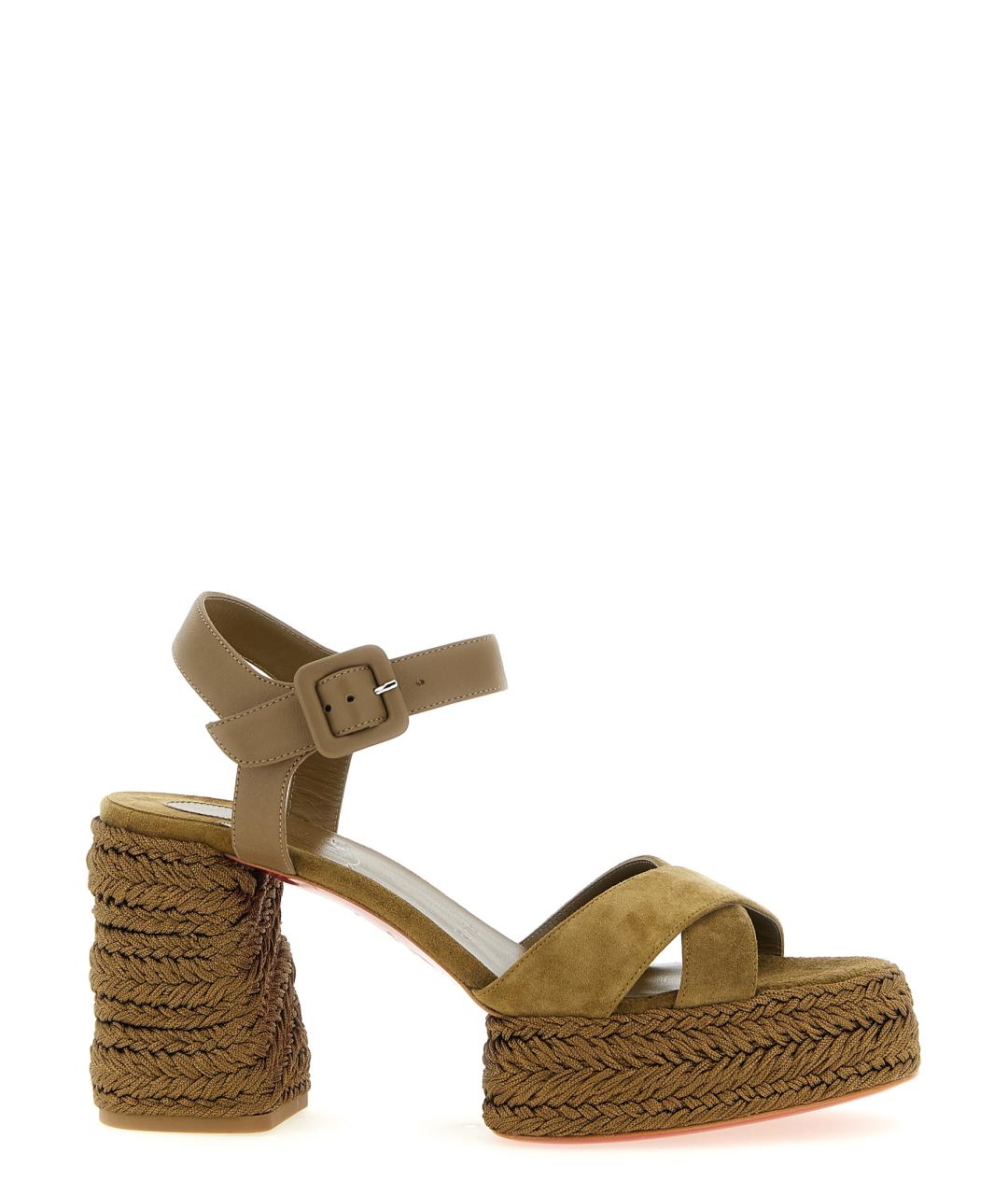 CHRISTIAN LOUBOUTIN Зеленые кожаные босоножки, фото 1