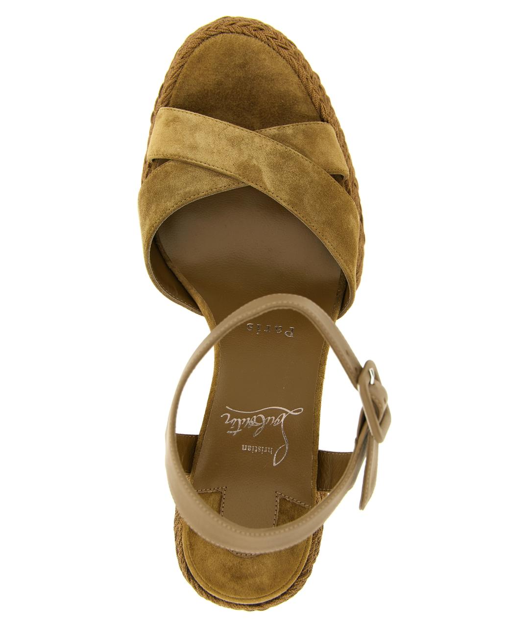 CHRISTIAN LOUBOUTIN Зеленые кожаные босоножки, фото 4