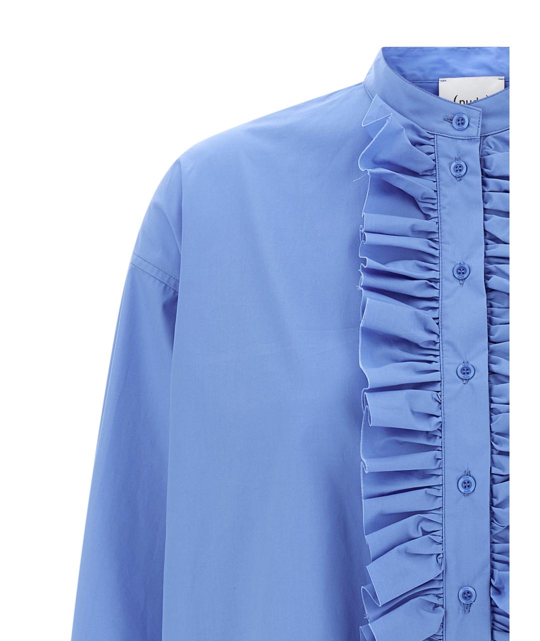 NUDE Голубая хлопковая блузы, фото 3