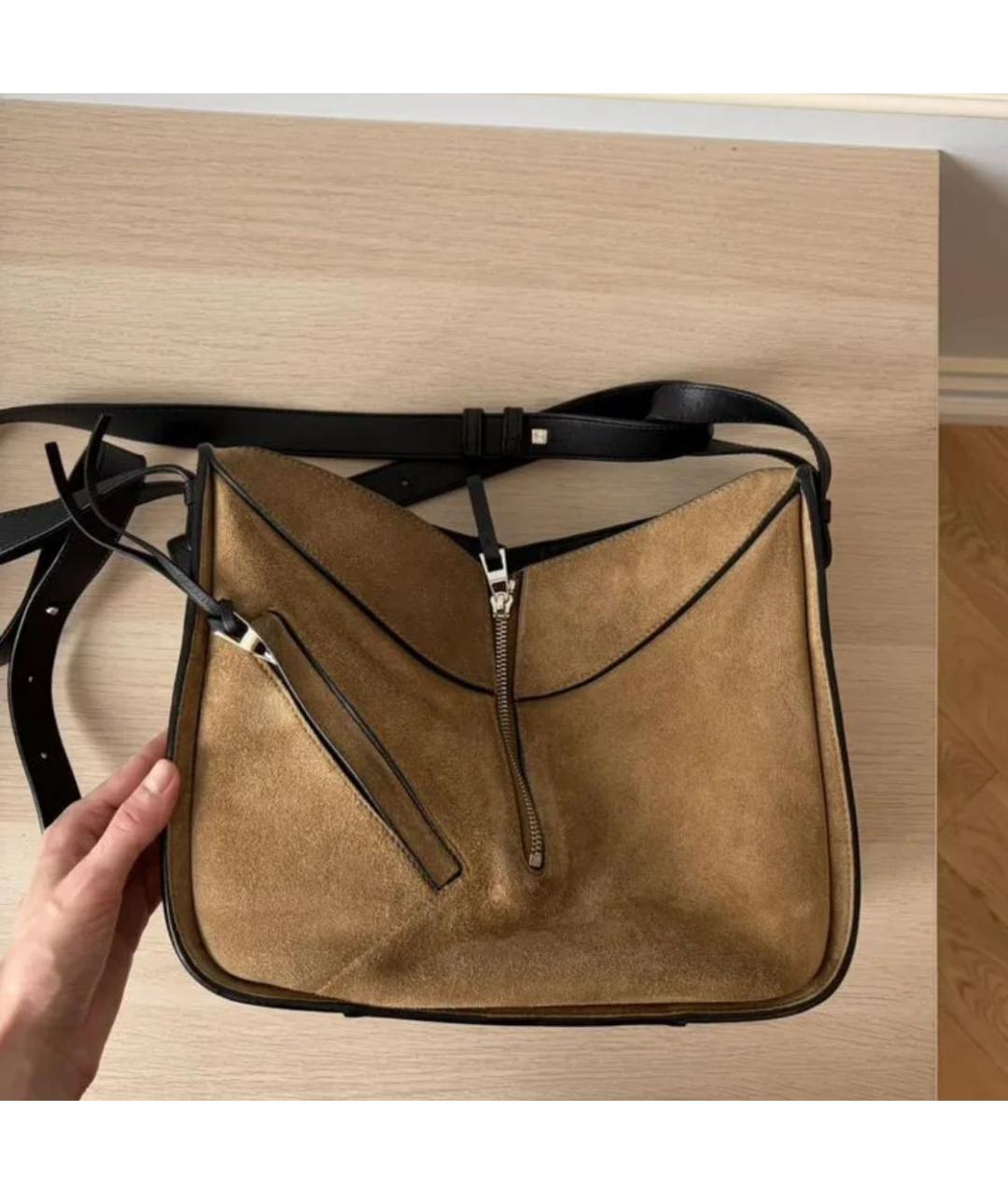 LOEWE Коричневая замшевая сумка через плечо, фото 2