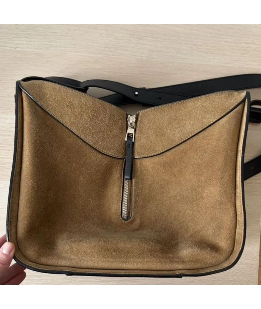 LOEWE Коричневая замшевая сумка через плечо, фото 7