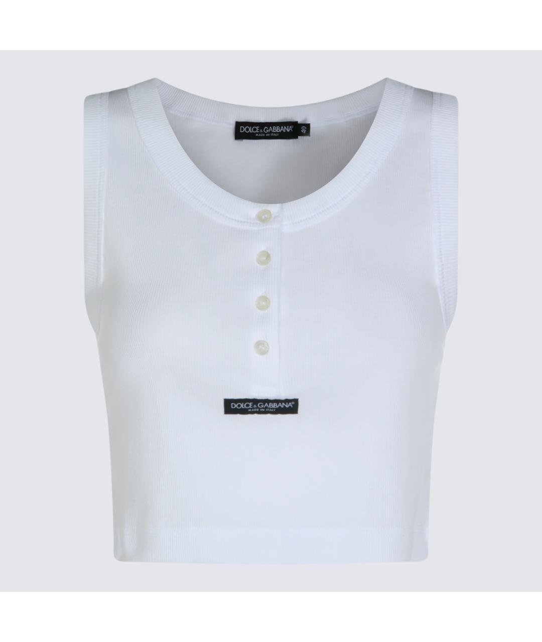 DOLCE&GABBANA Белая хлопковая майка, фото 4