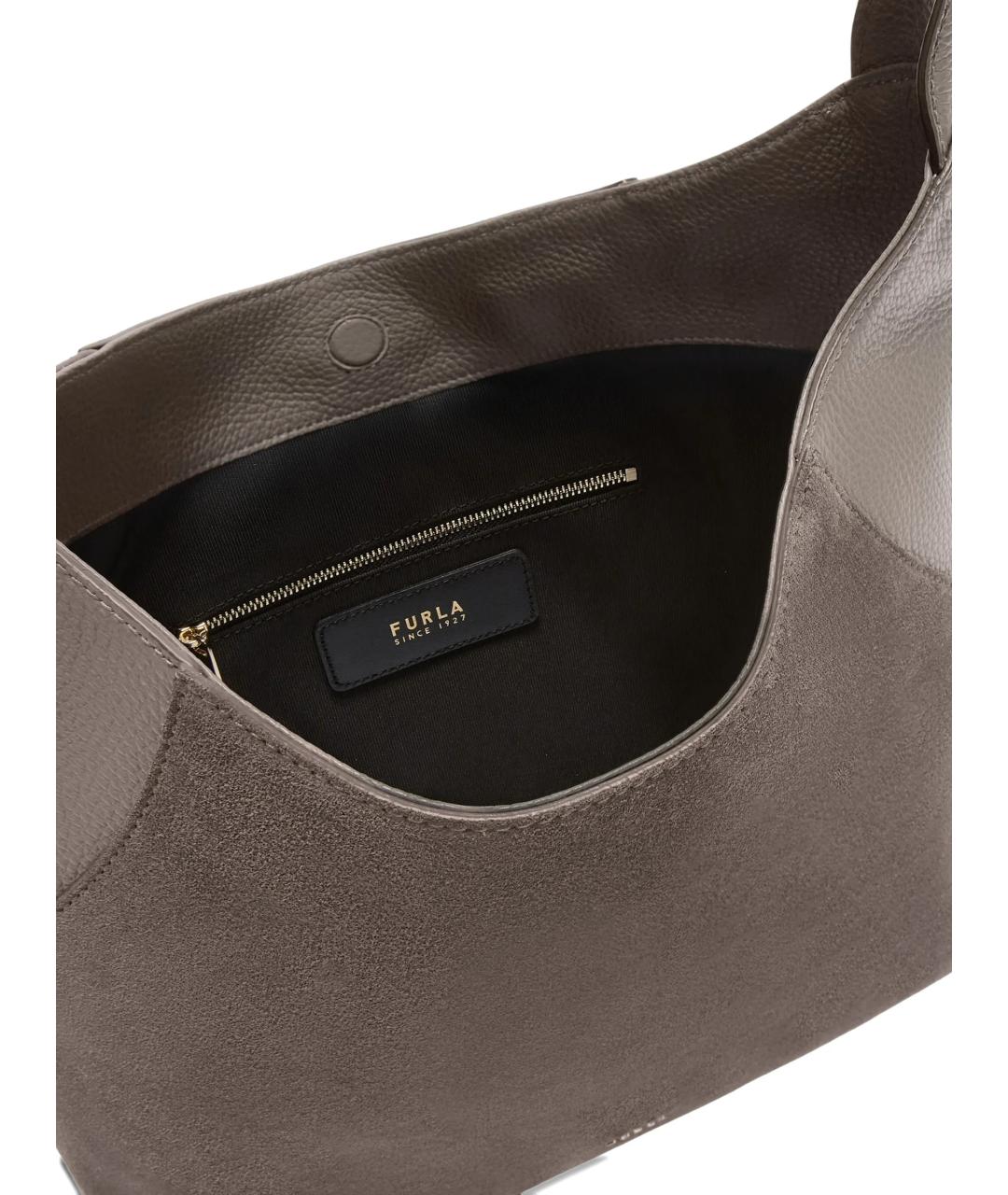 FURLA Серая замшевая сумка тоут, фото 5