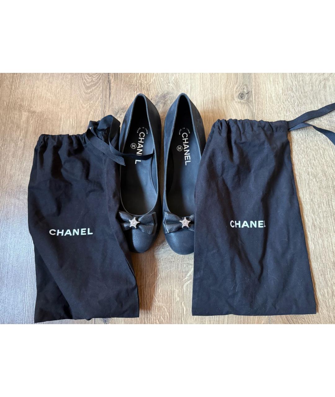 CHANEL Черные кожаные балетки, фото 6