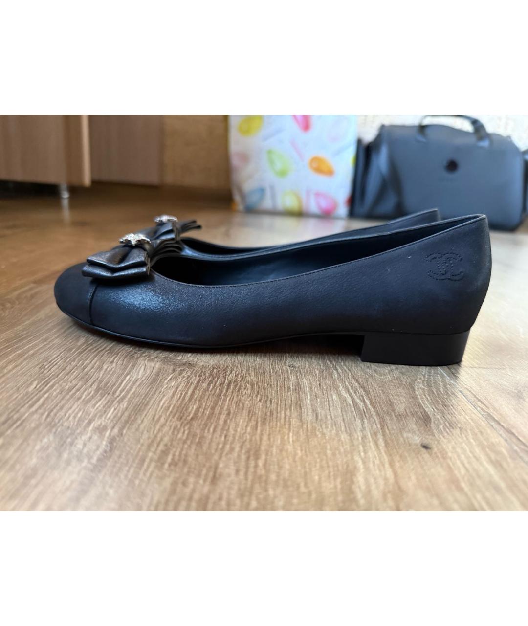 CHANEL Черные кожаные балетки, фото 9