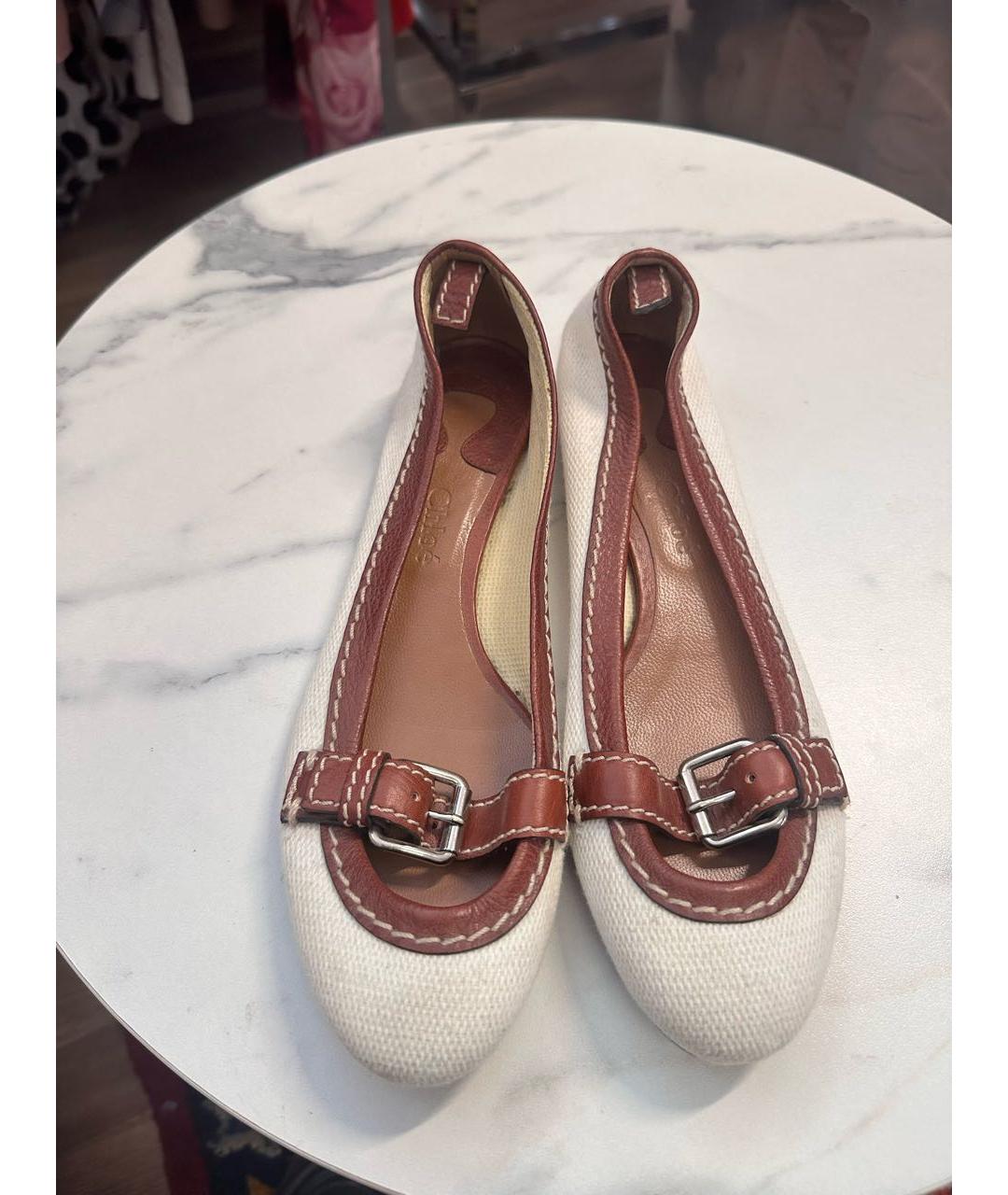 CHLOE Белые текстильные балетки, фото 7