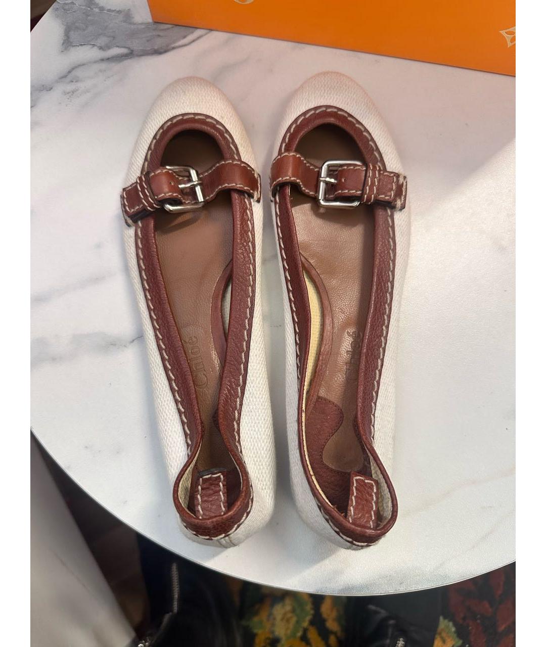 CHLOE Белые текстильные балетки, фото 2