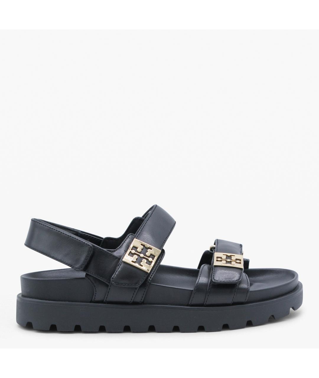 TORY BURCH Черные кожаные босоножки, фото 5