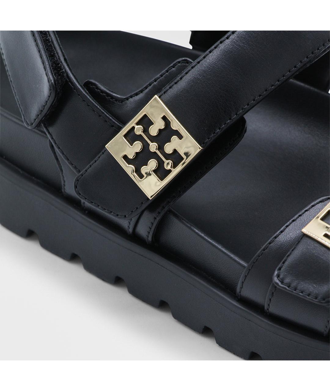 TORY BURCH Черные кожаные босоножки, фото 4