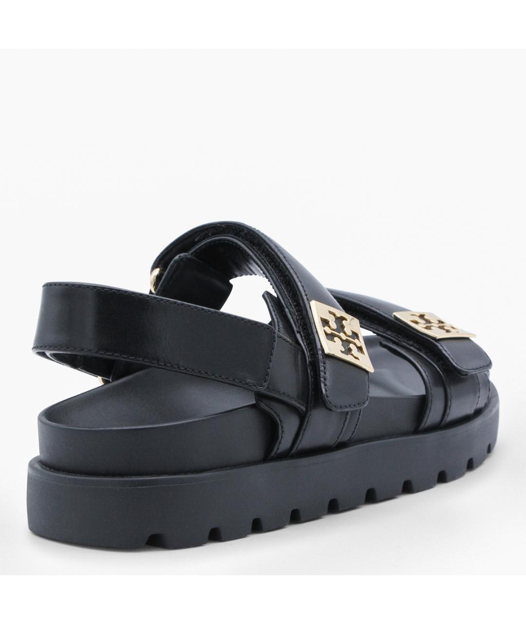 TORY BURCH Черные кожаные босоножки, фото 3