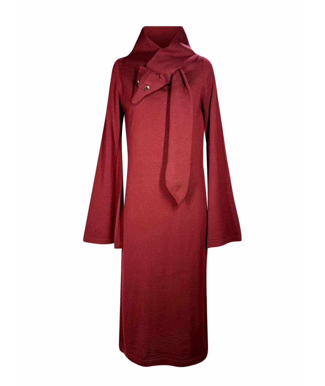 JEAN PAUL GAULTIER Бордовое шерстяное повседневное платье, фото 1