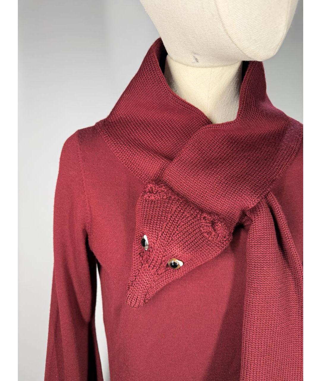 JEAN PAUL GAULTIER Бордовое шерстяное повседневное платье, фото 2