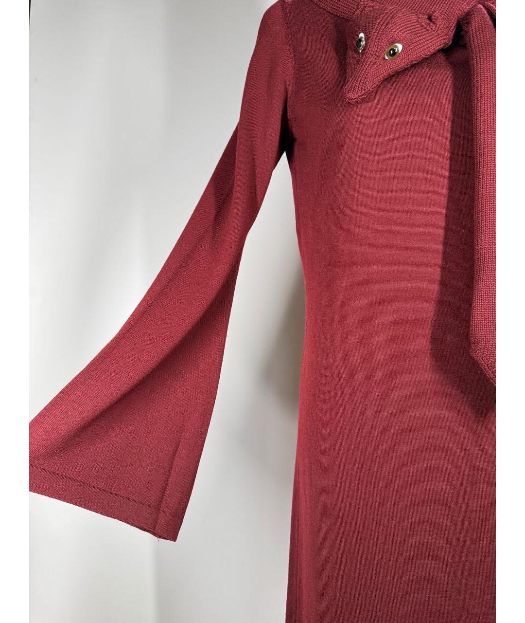 JEAN PAUL GAULTIER Бордовое шерстяное повседневное платье, фото 3