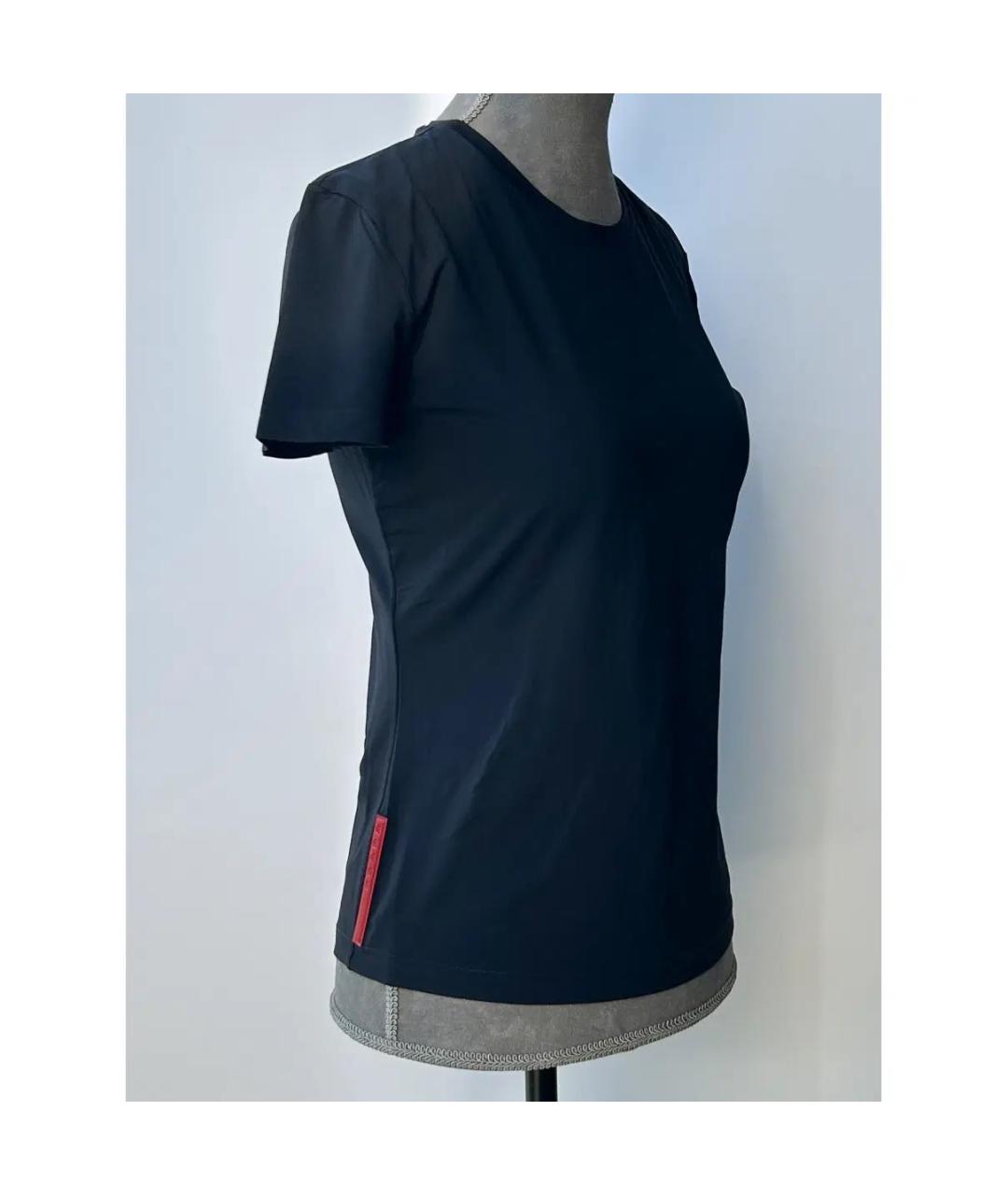 PRADA Черная хлопко-эластановая футболка, фото 2