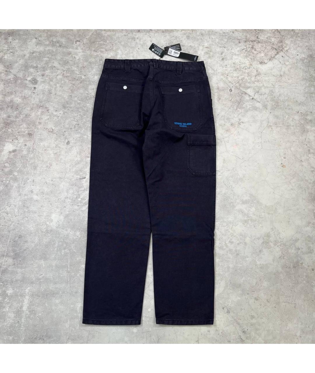 STONE ISLAND Темно-синие хлопковые прямые джинсы, фото 2