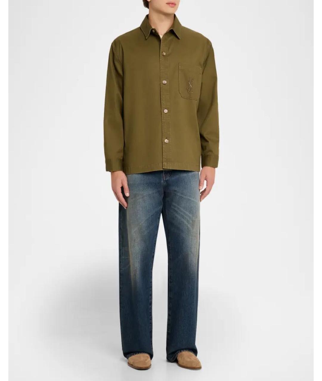 SAINT LAURENT Хаки хлопковая кэжуал рубашка, фото 2