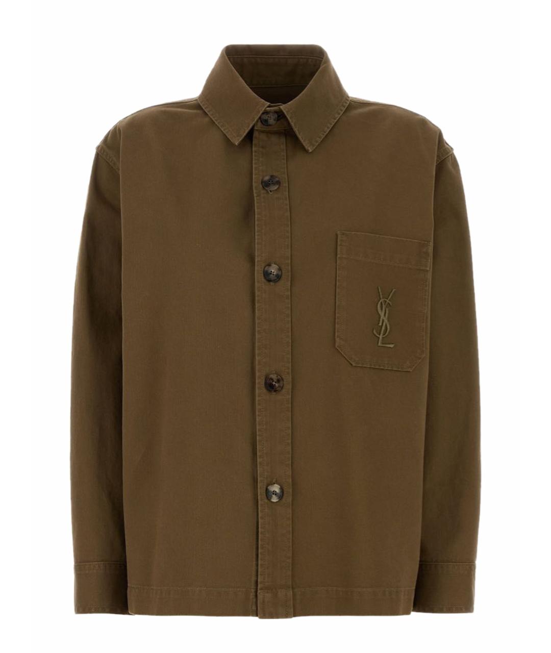 SAINT LAURENT Хаки хлопковая кэжуал рубашка, фото 1