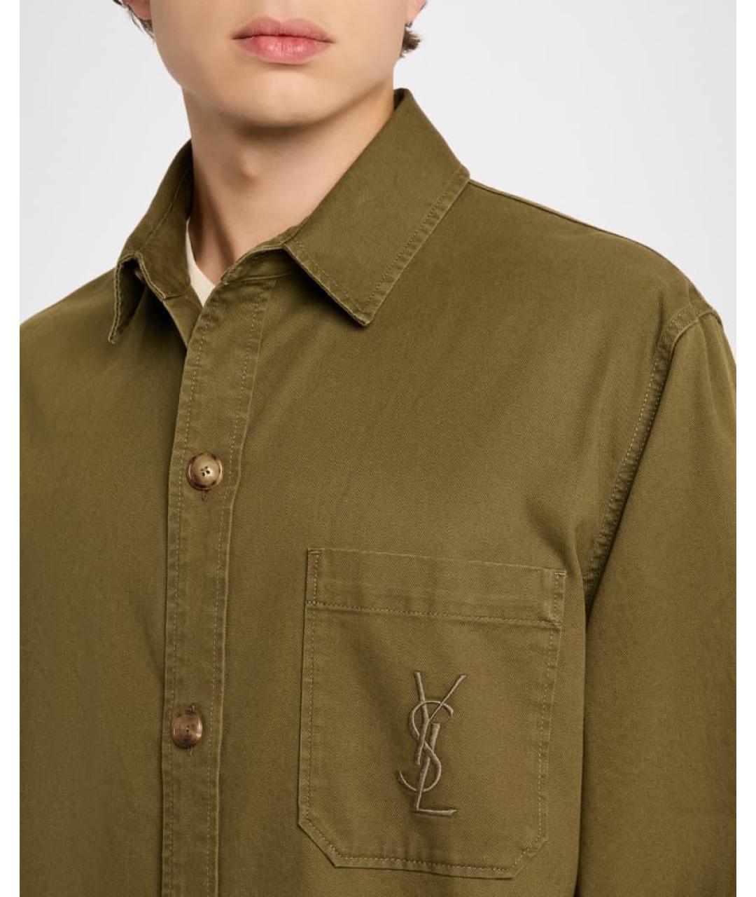 SAINT LAURENT Хаки хлопковая кэжуал рубашка, фото 4