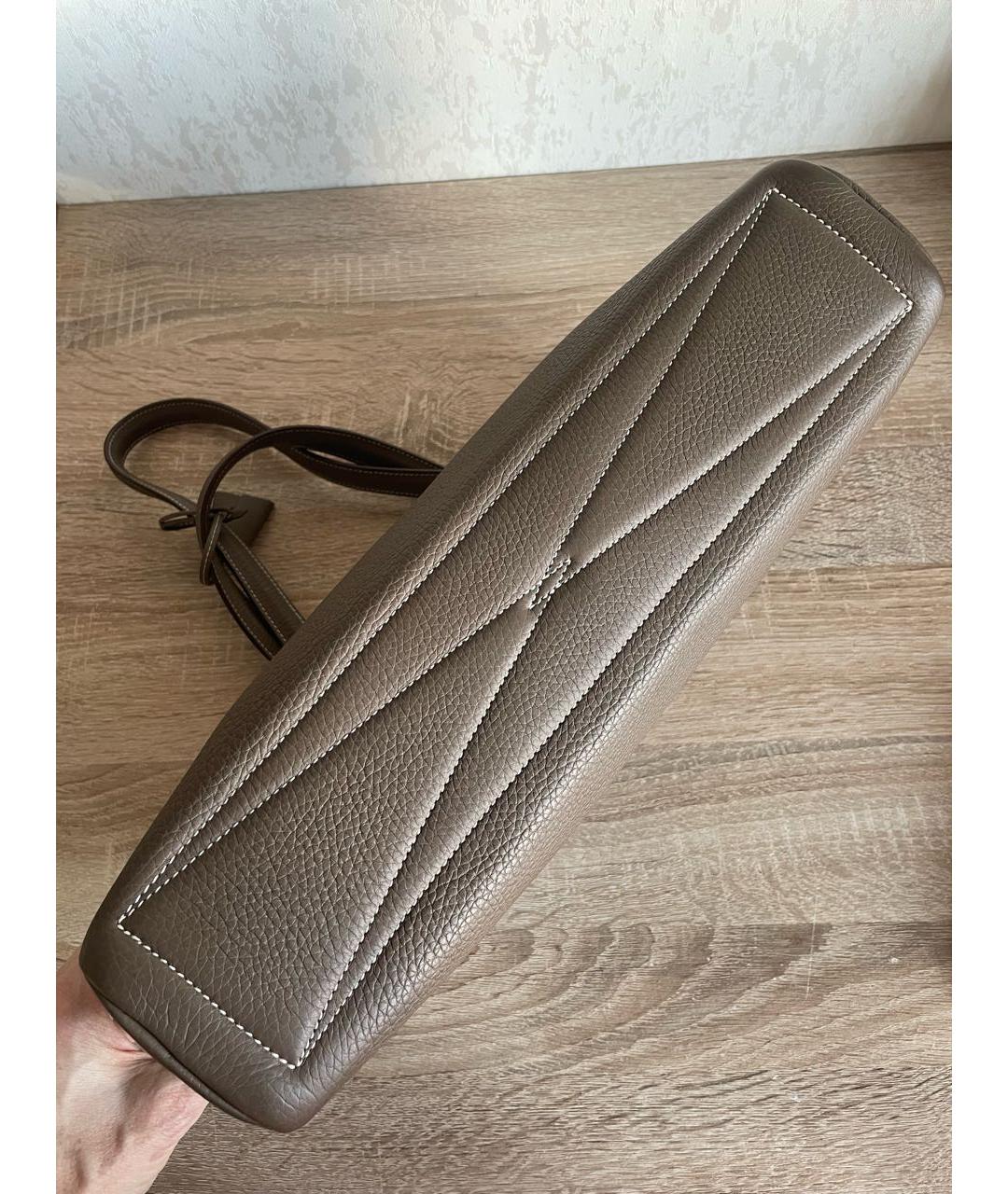 HERMES Бежевая кожаная сумка через плечо, фото 4