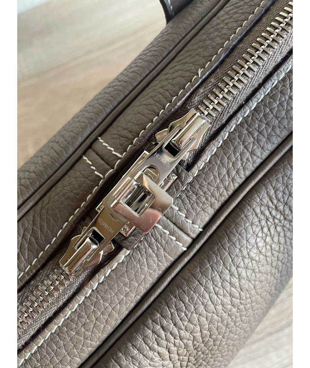 HERMES Бежевая кожаная сумка через плечо, фото 3