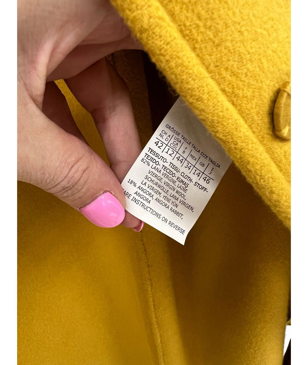 'S MAX MARA Горчичное шерстяное пальто, фото 7