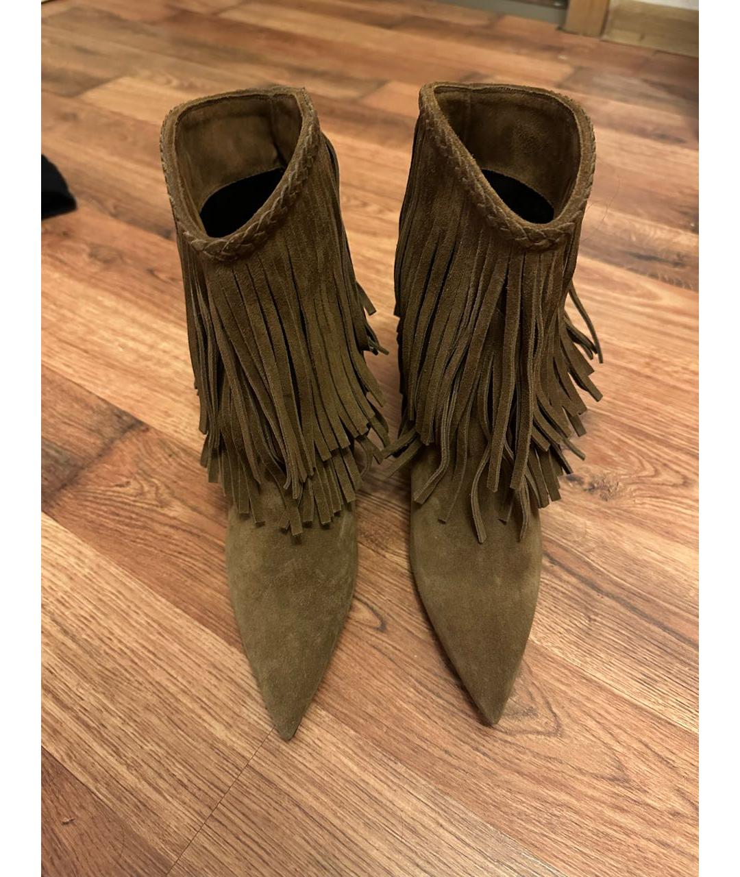SAINT LAURENT Бежевые замшевые ботильоны, фото 3