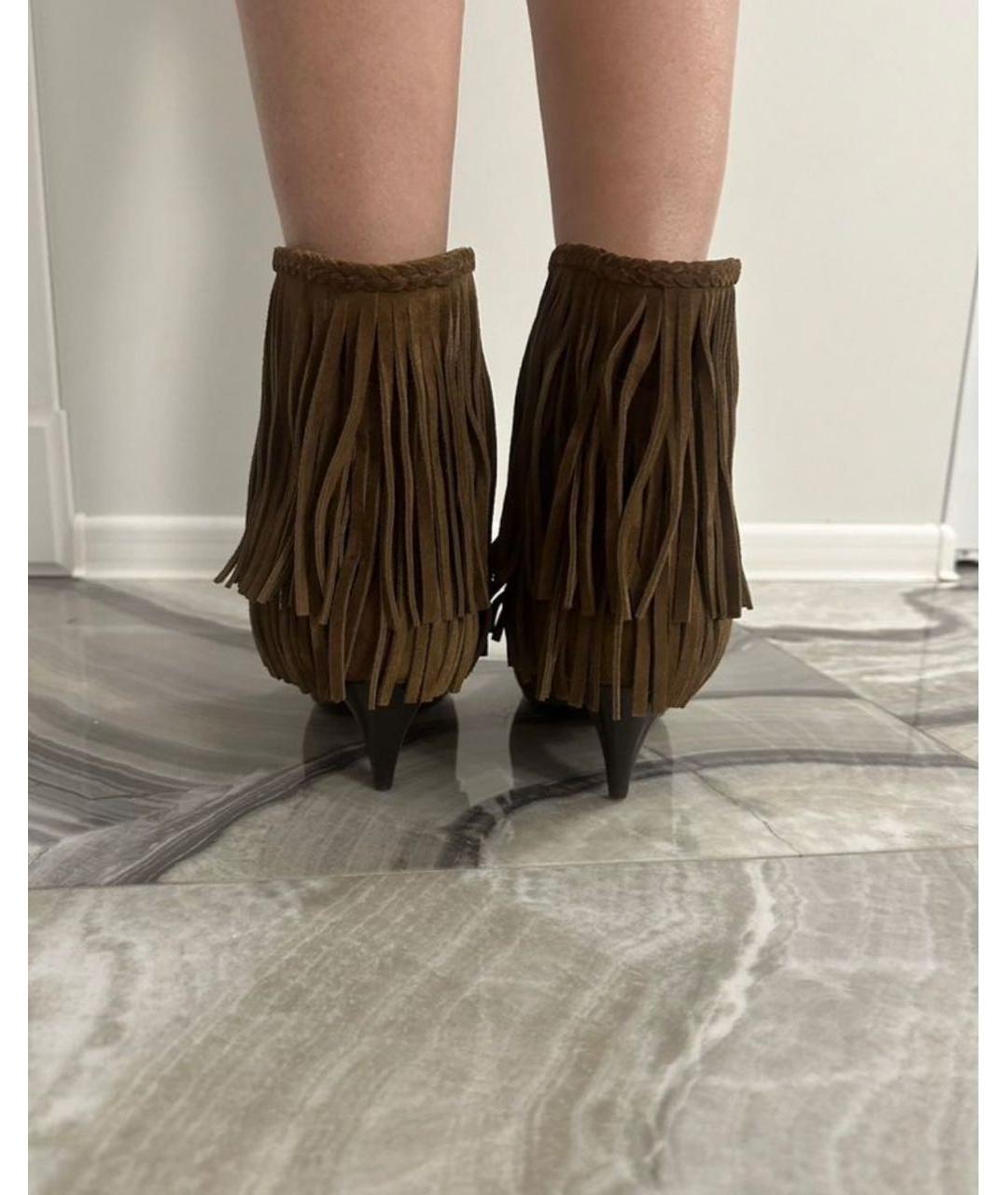 SAINT LAURENT Бежевые замшевые ботильоны, фото 2