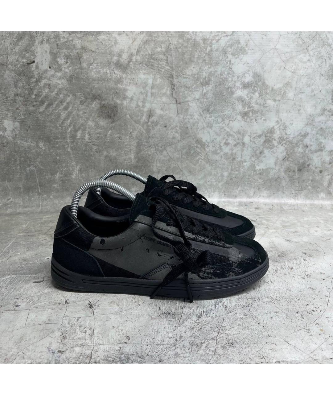 STONE ISLAND Черные замшевые низкие кроссовки / кеды, фото 9