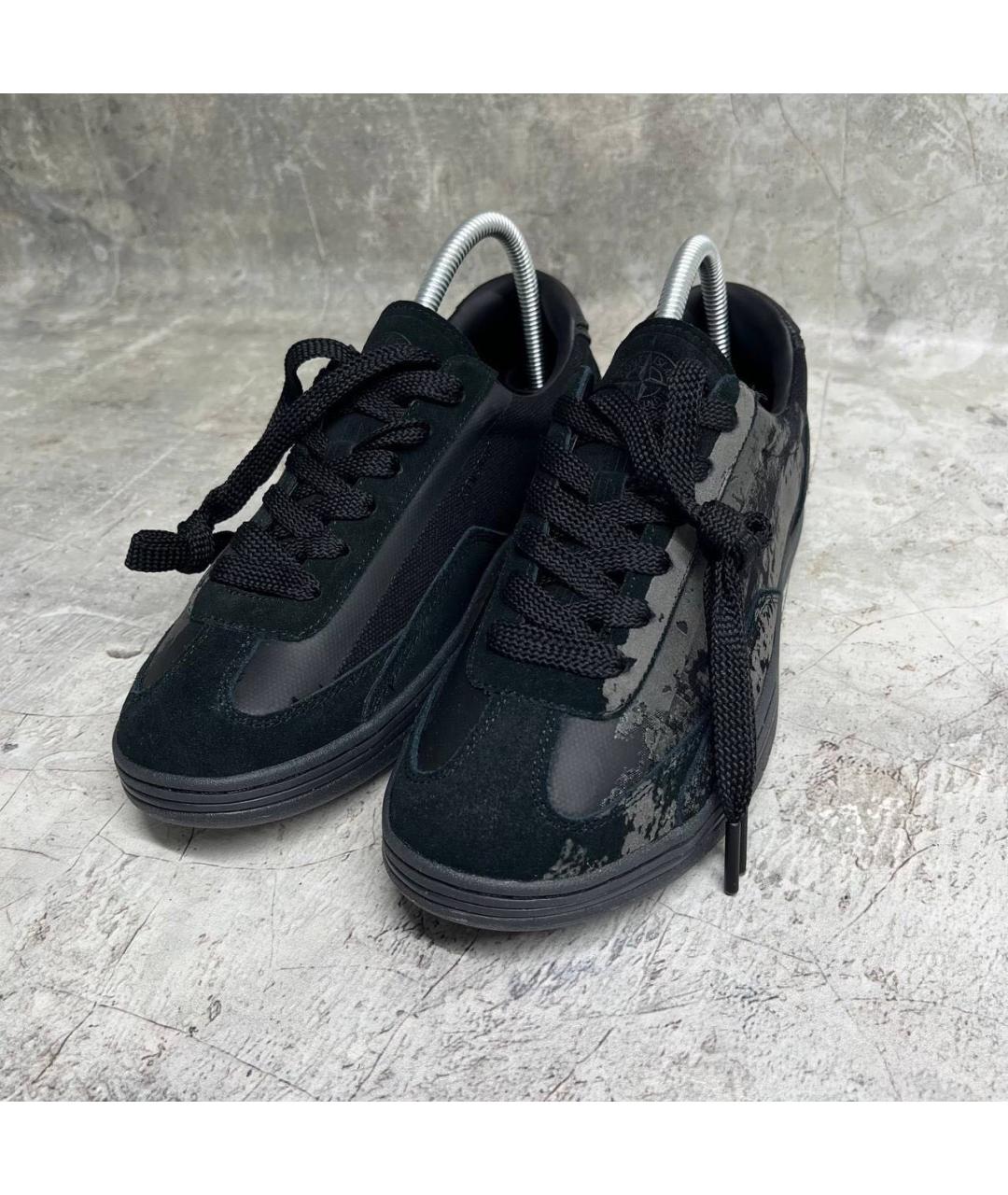 STONE ISLAND Черные замшевые низкие кроссовки / кеды, фото 2