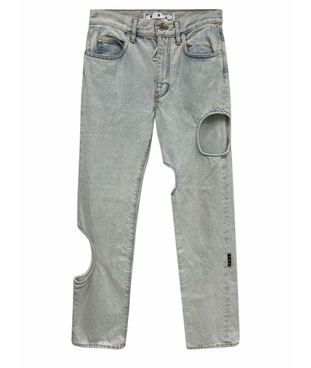 OFF-WHITE Голубые хлопковые прямые джинсы, фото 1