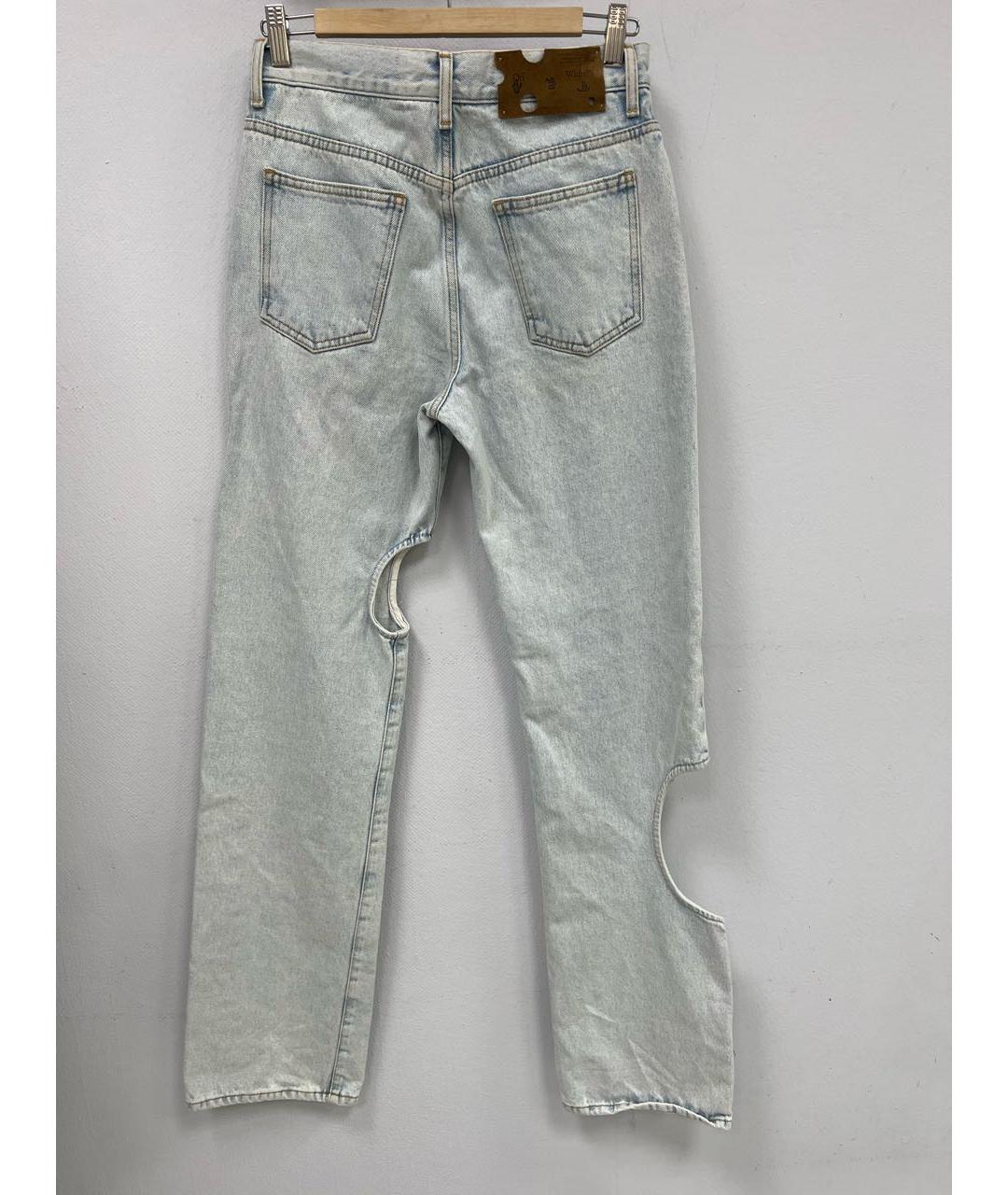 OFF-WHITE Голубые хлопковые прямые джинсы, фото 2