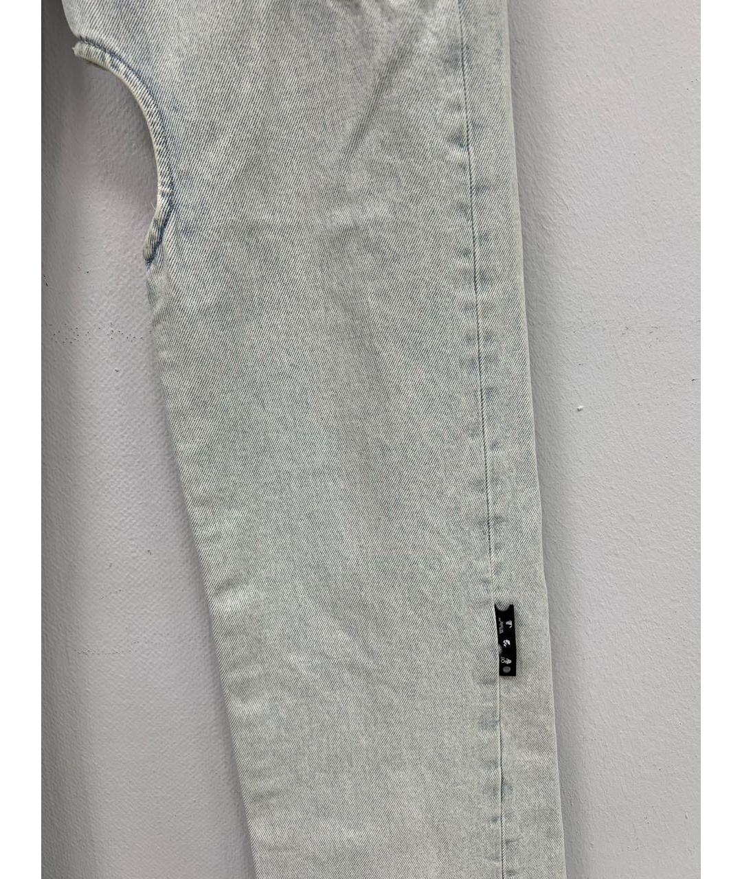 OFF-WHITE Голубые хлопковые прямые джинсы, фото 4
