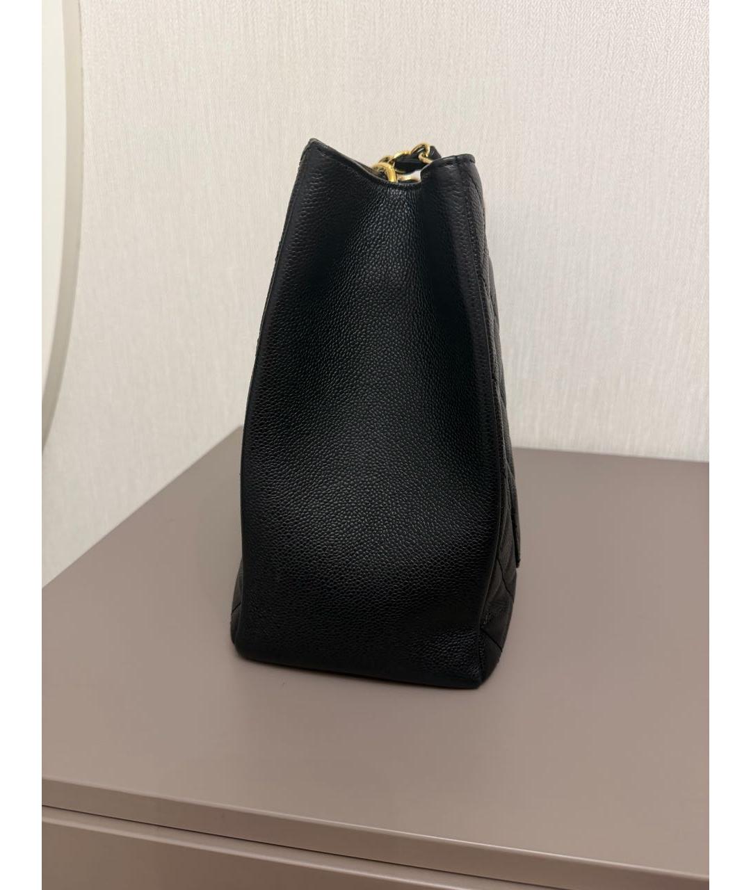 CHANEL Черная кожаная сумка тоут, фото 4