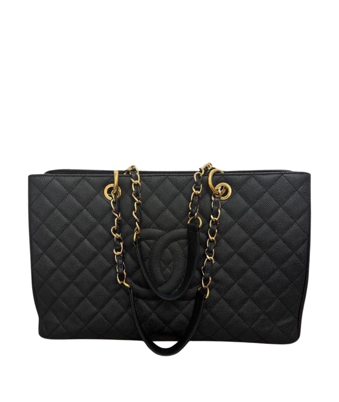 CHANEL Черная кожаная сумка тоут, фото 1