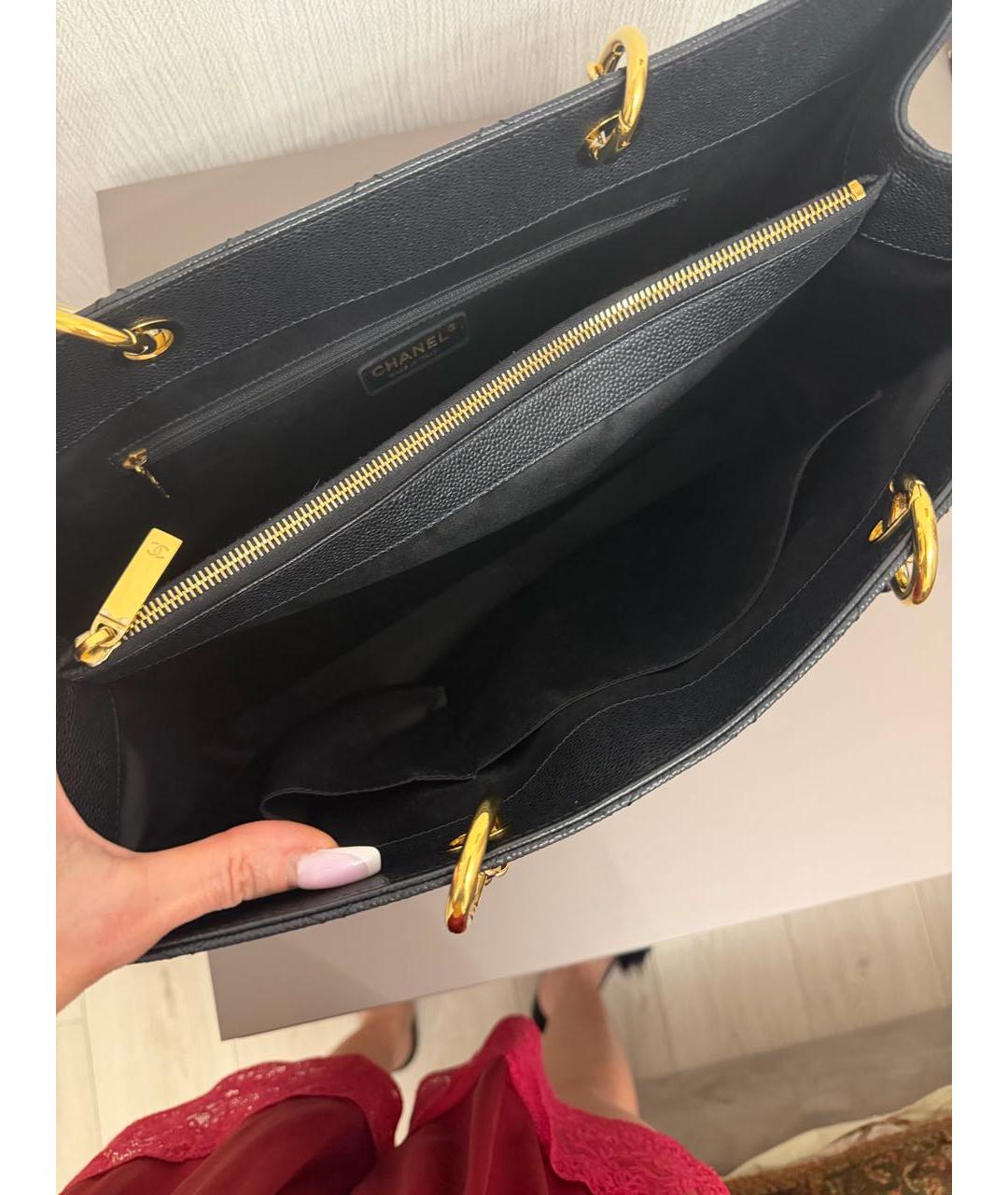 CHANEL Черная кожаная сумка тоут, фото 7