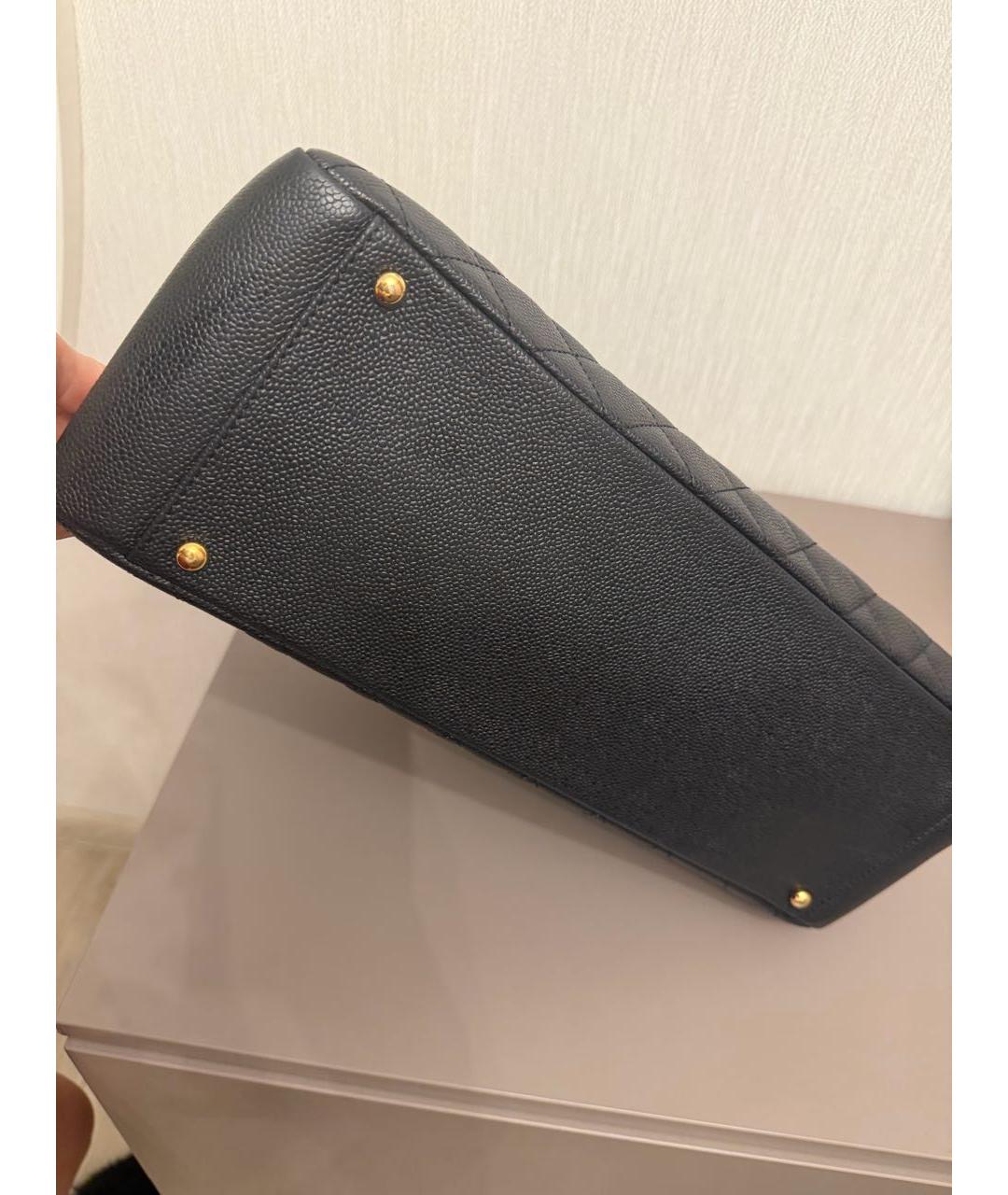 CHANEL Черная кожаная сумка тоут, фото 6