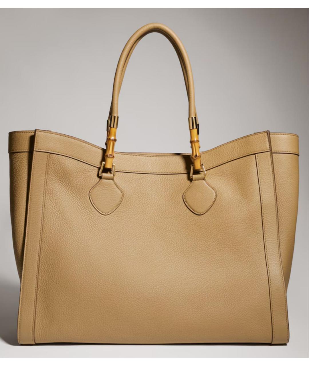 GUCCI Горчичная кожаная сумка тоут, фото 6