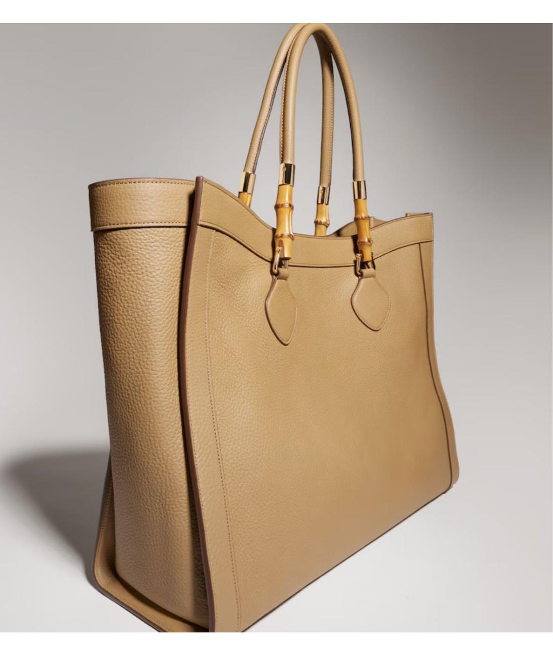 GUCCI Горчичная кожаная сумка тоут, фото 2