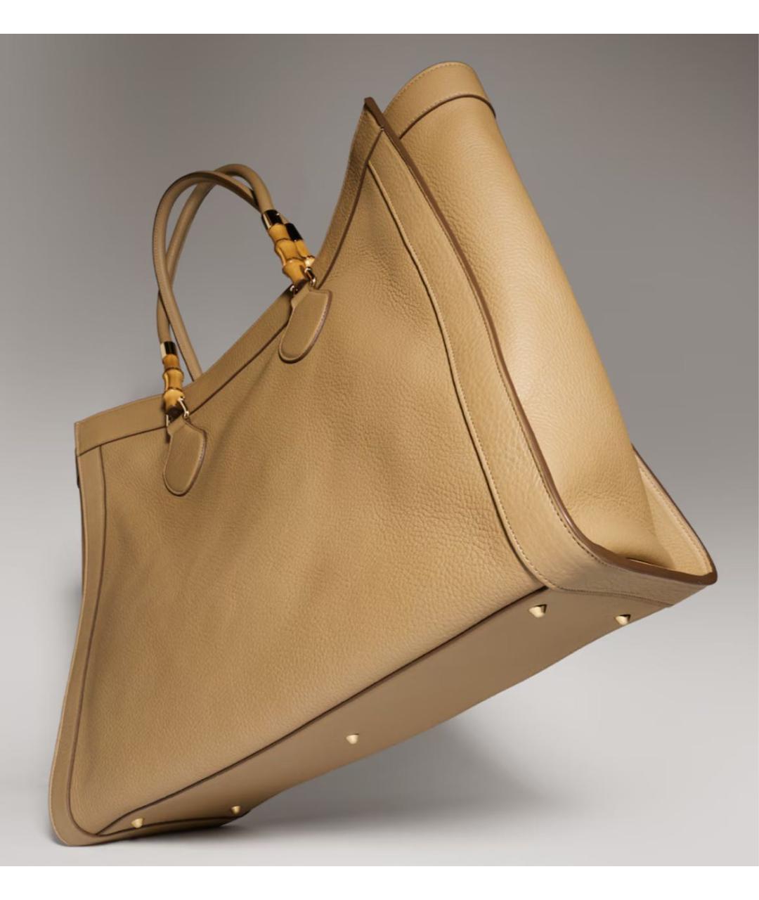 GUCCI Горчичная кожаная сумка тоут, фото 5