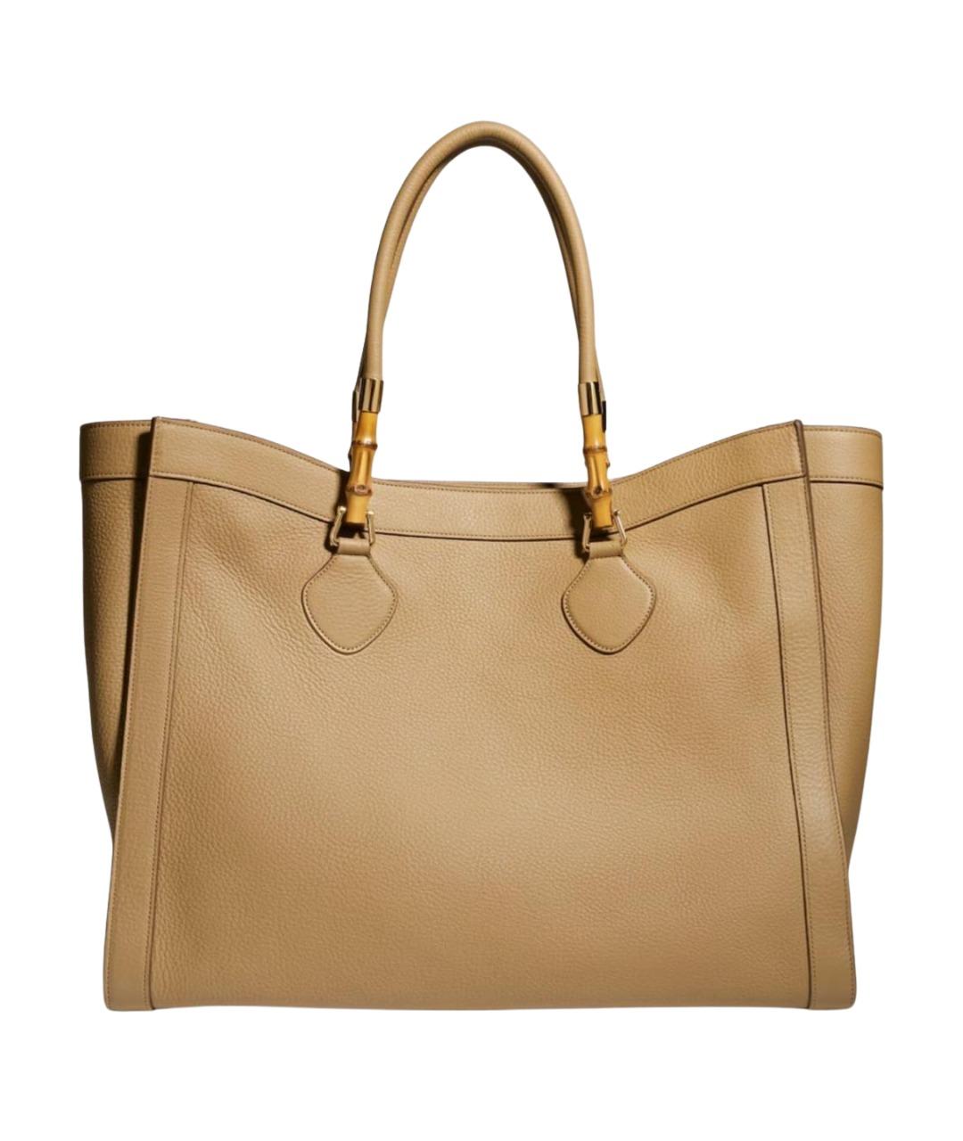 GUCCI Горчичная кожаная сумка тоут, фото 1