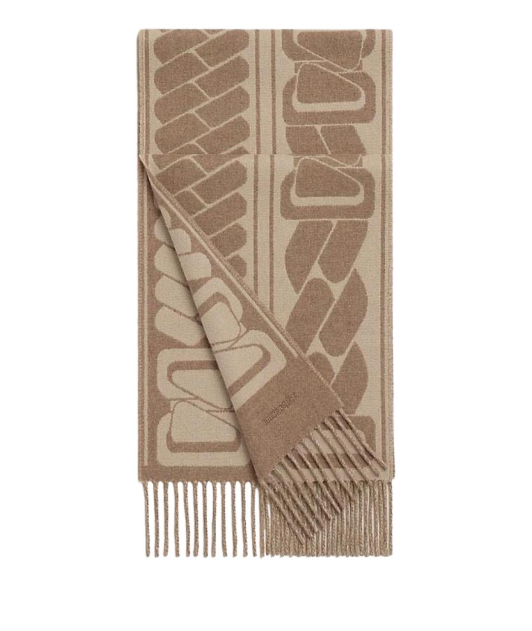 HERMES Коричневый кашемировый шарф, фото 1
