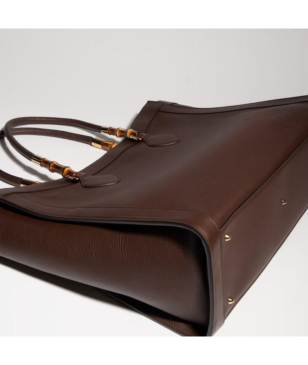 GUCCI Коричневая кожаная сумка тоут, фото 6