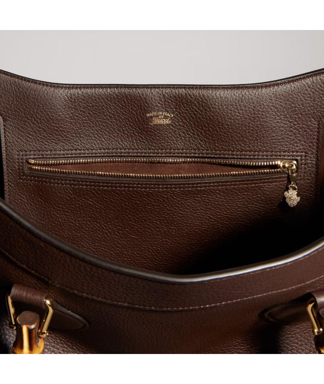 GUCCI Коричневая кожаная сумка тоут, фото 5