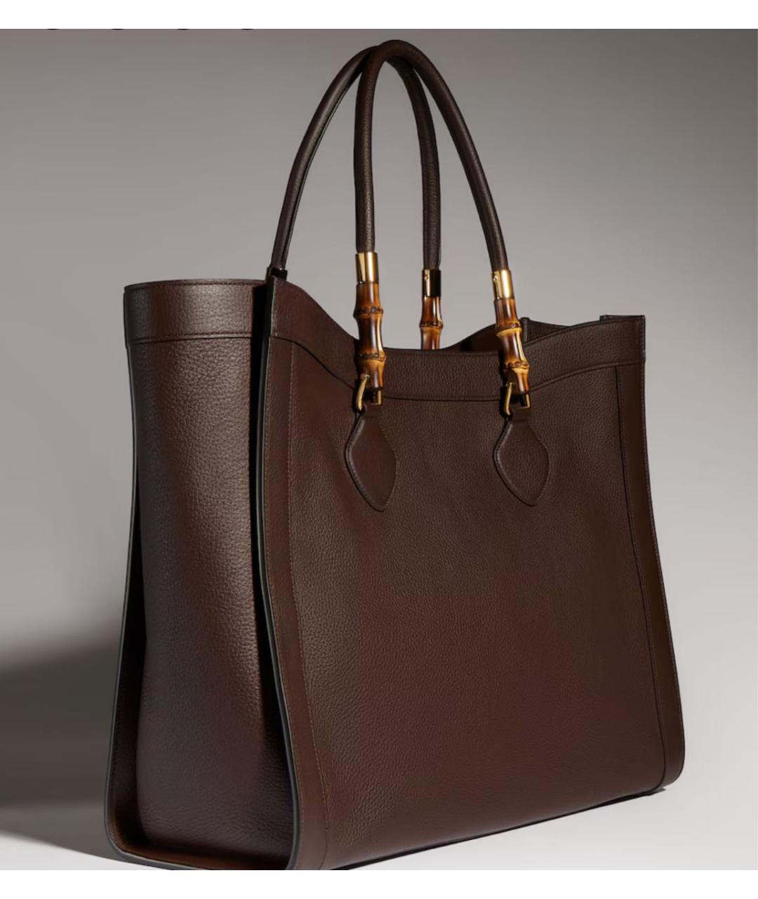 GUCCI Коричневая кожаная сумка тоут, фото 2