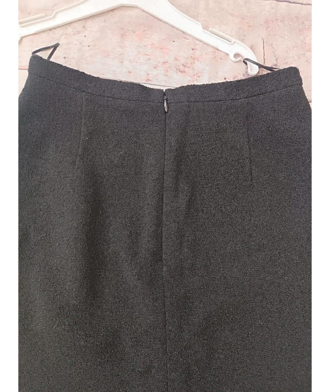 CHANEL Черная шерстяная юбка миди, фото 4