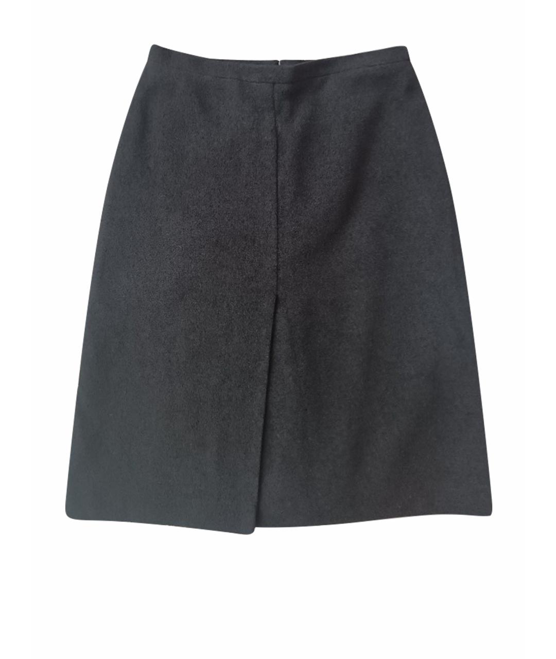 CHANEL Черная шерстяная юбка миди, фото 1
