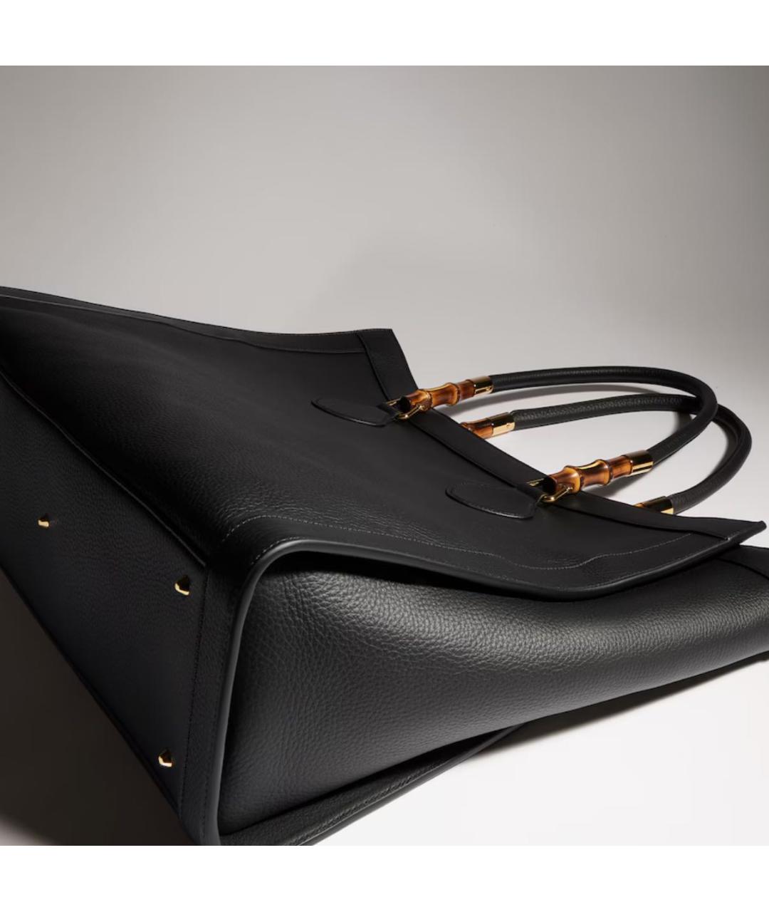 GUCCI Черная кожаная сумка тоут, фото 6
