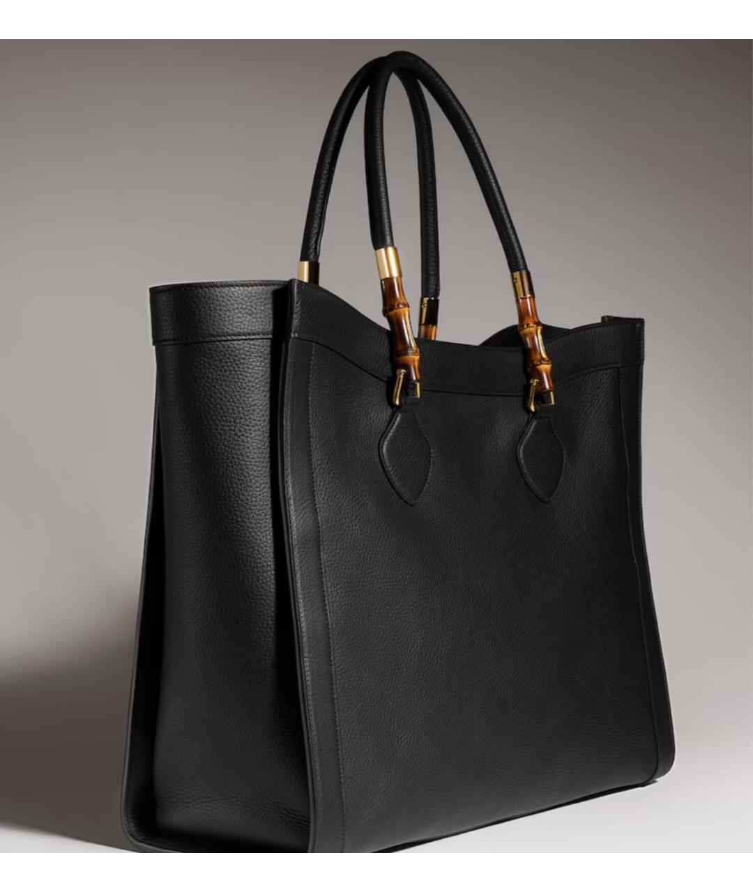 GUCCI Черная кожаная сумка тоут, фото 2